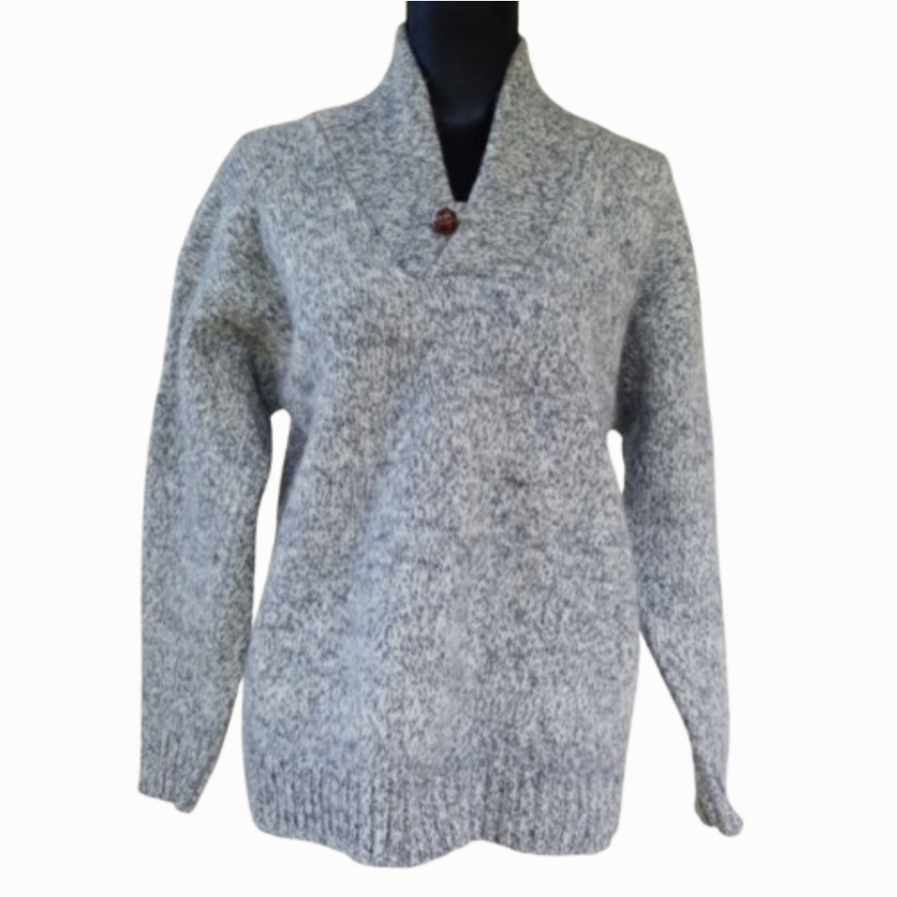 VTG Lakewoods Bay Men's Warm Winter V-Neck Pullover Wool Blend Knit Sweater (M)